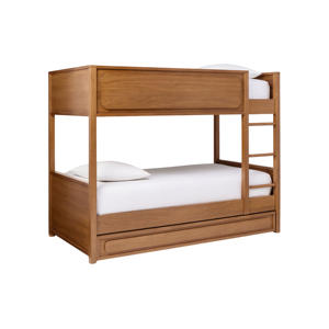 Modern Solid Teak <b>Wood</b> <b>Bunk</b> <b>Bed</b> With Trundle <b>Bed</b> Wooden Triple Sleeper <b>Bed</b> Frame Bedroom Furniture - Product Image 2
