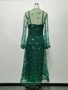 2023 nouveau été blanc a-ligne robe pour les femmes à manches longues bal mariage Banquet Sexy moulante dentelle avec broderie longue robe de soirée - Product Image 6