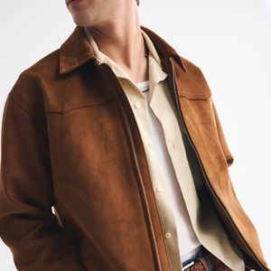 TWILLSPORTS <b>Men's</b> Zipper Leather Knitted Waterproof Windproof Breathable Anti-Bacterial Heated Casual Bomber <b>Jacket</b> lightweight - Product Image 1