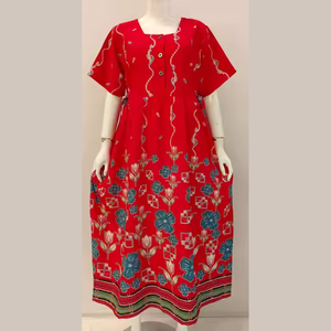 Vestido Maxi para Mujer, Cuello Cuadrado Alto, Manga Corta, 100% Rayón, Estilo Diario Simple, Talla Grande - Product Image 1