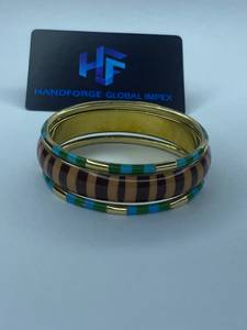 <b>Resin</b> Brass Modern Geometric Artisan Women's Ethnic Party Bangle Collection Bracelets - Product Image 4