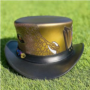 Sombrero de copa de cuero hecho a mano de primera calidad, estilo Steampunk, para cosplay, gótico, festivales, regalo. - Product Image 5