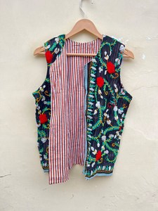 Indian Handmade 100% Cotton Eco-Friendly Quilted Reversible Boho Autumn Winter Regular Jacket with Embroidery - Product Image 2