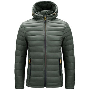 Winter Warm Coated Woolen Stand Collar Zipper Front Windproof Hooded Quilted Puffer <b>Jacket</b> for Men Casual Outdoor Use - Product Image 6