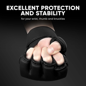 Gants de MMA demi-doigts personnalisables en cuir de vachette véritable de haute qualité pour hommes, avec lacets, anti-humidité, pour sacs de frappe et Muay Thai – Vente en gros - Product Image 3