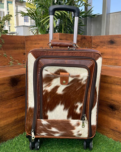 Custom 14-Inch Cowhide Leather Trolley Luggage <b>Bag</b> High-Quality Genuine Leather Travel Suitcase <b>for</b> <b>Men</b> - Product Image 2