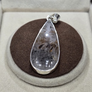 925 joyería fina de plata corte esmeralda forma de lágrima lepidocrocita piedra preciosa excelente calidad oro Moissanite colgantes y dijes - Product Image 1