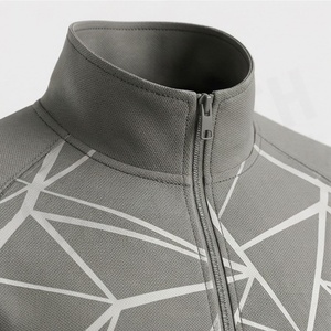 Survêtement pour homme à imprimé géométrique, sweat-shirt sportif à fermeture éclair intégrale avec poches latérales, vêtement d'automne, coupe classique, matière polyester - Product Image 4