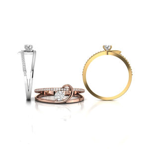 Star Dust Rose Gold Women Fine Jewellery 0.30 CT Real Diamond Solitaire Engagement <b>Ring</b> Trendy <b>Split</b> Shank Design Wedding Gift - Product Image 5