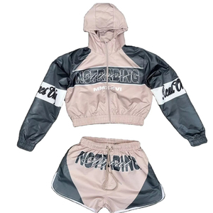 Chaqueta Cortavientos 100% Nailon para Hombre, Conjuntos Deportivos de Cintura Media, Pantalones Cortos, Sudadera con Bloques de Color - Product Image 1