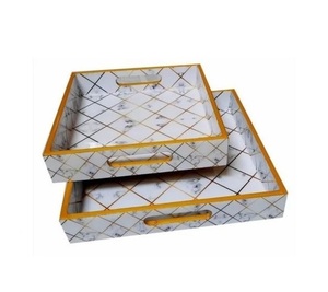 Bandeja de madera impresa hecha a mano, cuadrada, para servir comida, té, etc., excelente para almacenamiento de alimentos, en venta. - Product Image 2