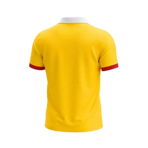 Custom <b>Men</b> <b>Yellow</b> Polo <b>Shirt</b> Short Sleeve Contrast Red Trim Casual Cotton Golf Sports Tennis Polo Top - Product Image 2