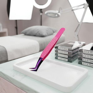 Pinzas para Extensión de Pestañas con Logotipo Personalizado, Punta Morada, Color Rosa, Punta de Fibra para Extensión de Pestañas - Product Image 3