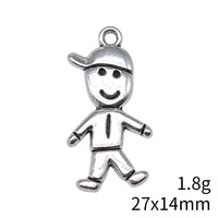 Breloque Garçon à Casquette Latérale 27x14mm en Alliage de Zinc Argent Vieilli pour Tirette de Fermeture Éclair de Sac à Dos