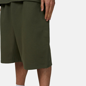 Men's Solid Color Cotton Bermuda Shorts Mid Waist <b>Elastic</b> Comfortable Casual Style Green - Product Image 6