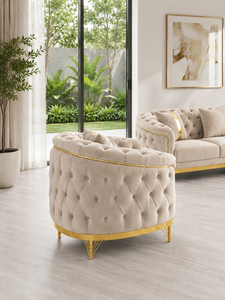 Luxury 321 Ivory Chesterfield <b>Sofa</b> <b>Set</b> with Tufted Design and Gold Trim for Living Room Villa Hall Office Contamporary Design - Product Image 5