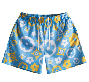 Shorts de Baño para Hombre, Estampado de Estrellas de Mar Azul Claro, Cintura Media, Cierre con Cordón, Secado Rápido, Traje de Baño Informal, 100% Poliéster - Product Image 5