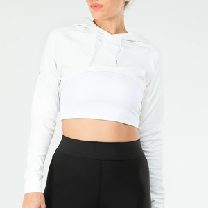 Sweat à capuche court pour femme, hiver, manches longues, décontracté, usage quotidien, coupe oversize, option logo frontal, 100% coton - Product Image 5