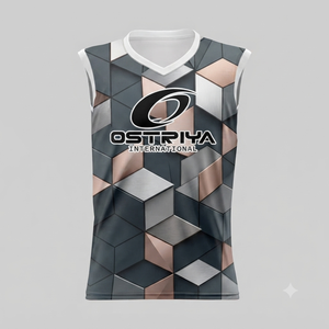 T-shirt de sport sans manches pour homme, col en V, imprimé par sublimation, polyester/coton, coupe classique, fitness, musculation, anti-rétrécissement - Product Image 3