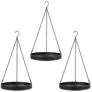 Minimalist Metal Hanging Planter Set Black Powder Coated <b>Frame</b> for Indoor Succulent <b>Plants</b> - Product Image 3
