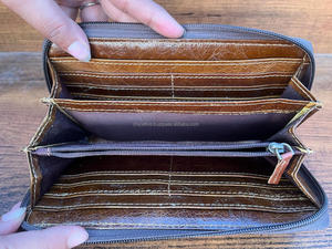 Handmade Hair on Leopard Print Genuine Leather Zipper Wallet Western Cowhide Leather Clutch <b>for</b> Women Credit Card & <b>Phone</b> Wallet - Product Image 5