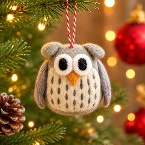 Felted <b>Wool</b> Christmas Ornament Handmade Animal Hanging Decoration Soft Faux Fur Holiday Tree Decor - Product Image 1