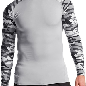 Unisex Full Sleeve Rash Guard Compression <b>Top</b> Gray <b>Camo</b> Print Anti-Uv Breathable 180g Sportswear Athletic Fit - Product Image 3