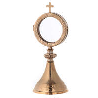 Ostensoir en laiton avec croix supérieure, monstrance pour l'adoration eucharistique, culte catholique, monstrance religieuse en laiton, finition dorée