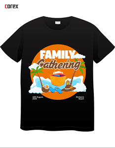 เสื้อยืดพิมพ์ลาย DTF สีดำแบบกำหนดเองสำหรับผู้ชายและผู้หญิง ดีไซน์ใหม่ โลโก้แบบกำหนดเอง สติ๊กเกอร์ DTF แบบรีดร้อน - Product Image 1