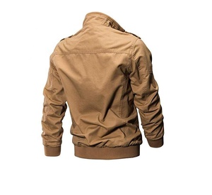 Custom Logo Windproof Brown Plus Size <b>Men's</b> Corduroy Bomber <b>Jacket</b> with Stand Collar Casual Outerwear for Autumn Season - Product Image 3