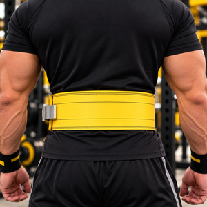 RHINO FITNESS Neoprene Adjustable Weightlifting Belt with Lumbar Support Yellow Wrap Around <b>Waist</b> Support for Adults - Product Image 5