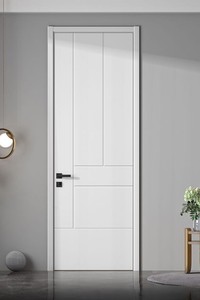 Puerta de Madera de PVC para el Hogar, Acabada, al por Mayor en Vietnam, Revestimiento de Madera Contrachapada Laminada, Puerta Interior de MDF para Dormitorio, Baño, Precolgada para Villa o Escuela - Product Image 2