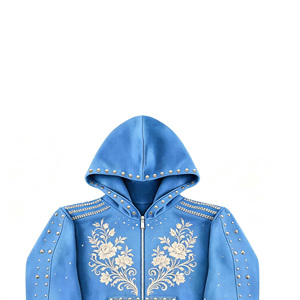 Custom Premium Quality Embroidered Zip Hoodie Sweatshirt Full Zip Casual Streetwear Soft Fleece Hoodie For Unisex - Product Image 2