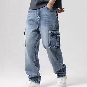 Jean Cargo Baggy Vintage Lavé Personnalisé pour Homme, Coupe Droite, Style Streetwear, Respirant et Écologique - Product Image 3