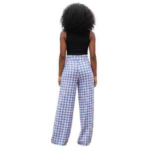 Pantalones Anchos de Mujer con Estampado de Pata de Gallo, Cintura Alta, Estilo Palazzo, Casuales y Elegantes - Product Image 3