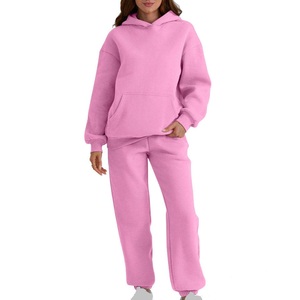 Ensemble sweat-shirt et pantalon de jogging pour femme, design personnalisé, haute qualité, 100% coton, doublure en polaire anti-boulochage, pour le fitness - Product Image 1