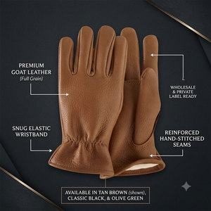 Premium Quality Durable Breathable Heavy Duty Buffalo Grain Leather <b>Driver</b> Working <b>Gloves</b> Anti-Static Heat Resistant Waterproof - Product Image 4