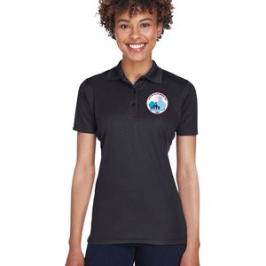 Polo noir pour femme, broderie du blason, manches courtes, col, mélange de coton, décontracté, golf, affaires, mode, vêtements - Product Image 1