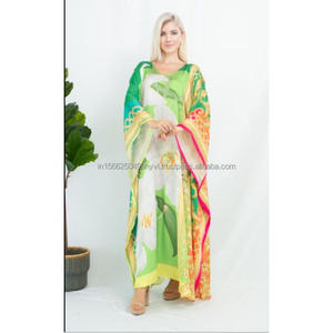 Vestido caftán de estilo bohemio de malla satinada de talla grande 4XL, vestido holgado ajustado largo hasta el suelo, ropa de vacaciones para fiestas, playa con estampado Digital - Product Image 2