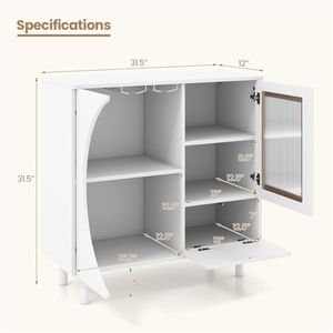 31.5 Inch Freestanding <b>Sideboard</b> with Drawer and Crescent Shaped Flap Versatile for Kitchen Dining Room - Product Image 5