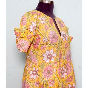 Vestido Corto Tipo A para Mujer, Cómodo, Formal, para Viaje, Ecológico, Cintura Natural, 100% Algodón, Estampado Floral Digital - Product Image 5