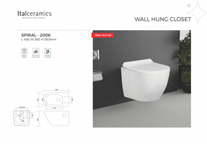 โถสุขภัณฑ์เซรามิคทรงสี่เหลี่ยมแบบแขวนผนัง ดีไซน์ทันสมัย ระบบ P-Trap - Product Image 1