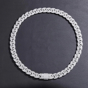 Hot Selling GRA Certified 925 <b>Silver</b> VVS Moissanite <b>Cuban</b> <b>Chain</b> <b>Cuban</b> <b>Link</b> <b>Chain</b> Necklace Bracelet for Men Pass Diamond Tester - Product Image 5