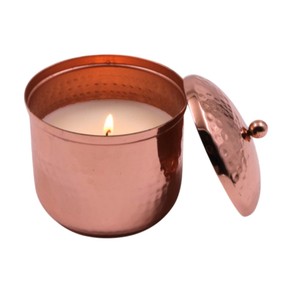Pot à bougie parfumée en métal martelé plaqué cuivre, fait main, avec couvercle, idéal pour la décoration intérieure et les cadeaux, au meilleur prix - Product Image 1