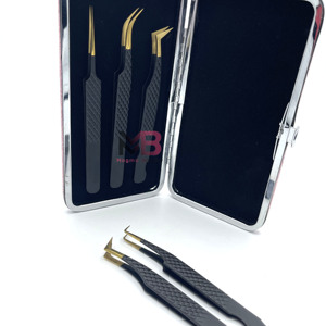 Pinzas para Pestañas de Acero Inoxidable con Punta de Fibra Puntiaguda, Antiestáticas, Precisión, Duraderas, Punta Serrada, Calidad Premium - Product Image 2