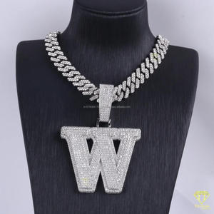 Collar Personalizado con Colgante de Letra 'D' con Diamantes de Moissanita, Estilo Hip Hop, Cadena de Lujo con Brillantes - Product Image 6