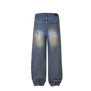 Vaqueros anchos de mezclilla 100% algodón de alta calidad para hombre, estilo vintage, lavado a la piedra, corte de bota, holgados, para streetwear, tiro medio - Product Image 2