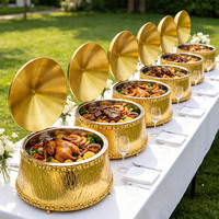 Chauffe-Plat Buffet Doré en Acier Inoxydable 9L Style Arabe pour Traiteur de Restaurant, Mariages et Fêtes