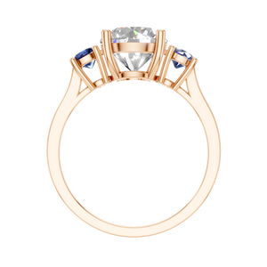 Anillo de compromiso y boda de plata de ley 925 chapado en rodio con tres piedras de moissanita VVS D, de moda para mujer - Product Image 6