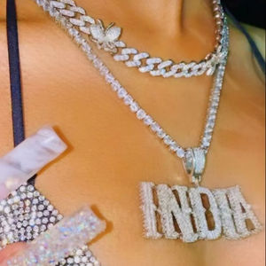 Collier chaîne gourmette Hip Hop en argent sterling plaqué or véritable 14K, style Miami Cuban, avec maillons Moissanite 8mm 6mm 5mm 3mm, pour homme, cadeau - Product Image 1